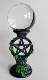  80mm Clear gazing ball with Pentagram Stand