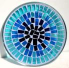 Blue Mosaic Plate Pillar Candle Holder