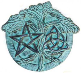 Pentagram, Triquetra, and Tree of Life Altar Paten