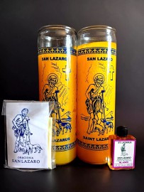 Saint LAZARUS San Lazaro Candle Set